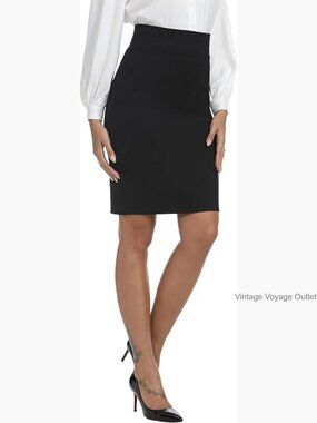 Stretchy Knee-Length High Waist Work Pencil Skirt, Pull-On Style